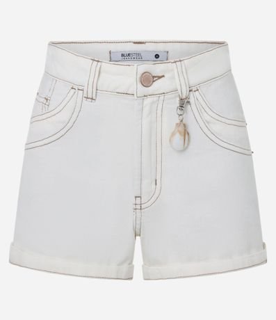 Short en Sarga con Bolsillos Dobles y Colgante de Concha 5