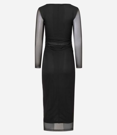 Vestido Reto Midi en Tule con Estampa Flora Blur 9