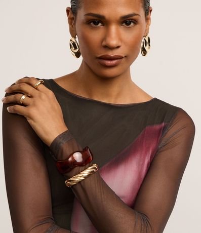 Vestido Reto Midi en Tule con Estampa Flora Blur 3