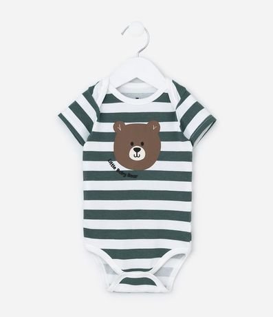 Body Infantil con Estampa Oso y Rayas - Talle 0 a 18 meses.