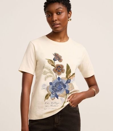 Blusa Slim en Algodón con Estampa Beleza em Todas As Coisas