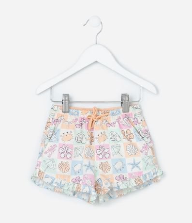 Short Infantil en Microfibra con Estampa Fondo de Mar - Talle 1 a 6 años