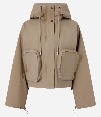 Campera en Sarga con Cuello alto y Bolsillos Delanteros 6