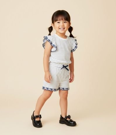 Remera Infantil con Bordados y Frufrus - Talle 1 a 6 años