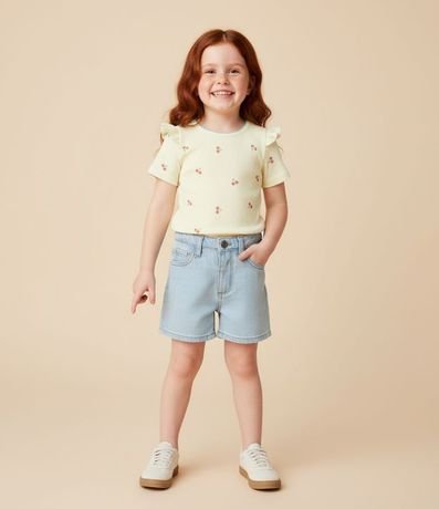 Blusa Infantil en Rib con Estampa de Cereza - Talle 1 a 6 años