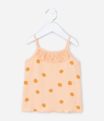 Musculosa Infantil en Ribana con Estampa de Naranjas - Talle 1 a 6 años