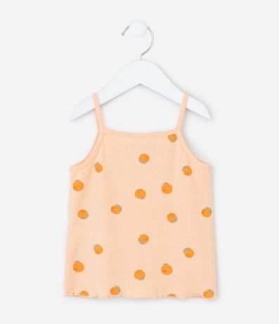 Musculosa Infantil en Ribana con Estampa de Naranjas - Talle 1 a 6 años 2