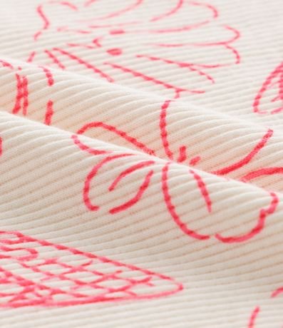 Musculosa Infantil en Rib con Detalle en Broderie y Estampa - Talle 1 a 6 años 3