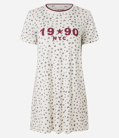 Camisón Corta en Viscosa con Estampa de Corazones 4