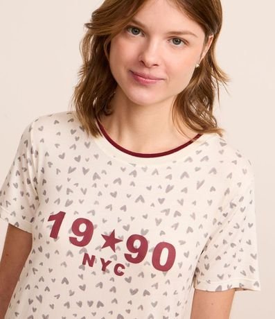 Camisón Corta en Viscosa con Estampa de Corazones 2