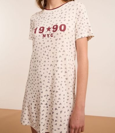 Camisón Corta en Viscosa con Estampa de Corazones 3