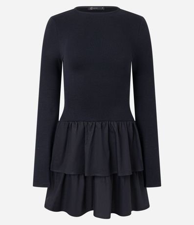 Vestido Godê corto en Viscosa con Superposición en la Pollera 5