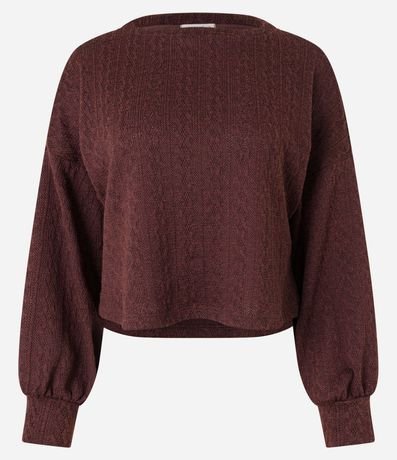 Suéter en Punto con Ponto Diferenciado y Manga Abullonada 5