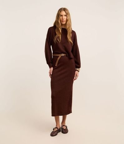 Suéter en Punto con Ponto Diferenciado y Manga Abullonada 2