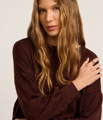 Suéter en Punto con Ponto Diferenciado y Manga Abullonada 3