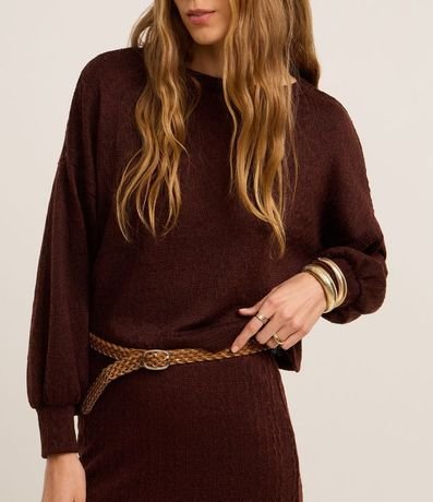 Suéter en Punto con Ponto Diferenciado y Manga Abullonada 4