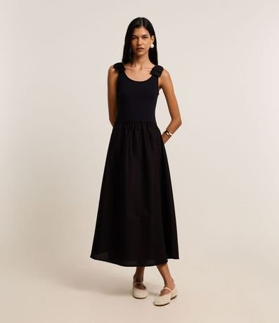 Vestido Midi en Rib con Lazo en el Hombro 2