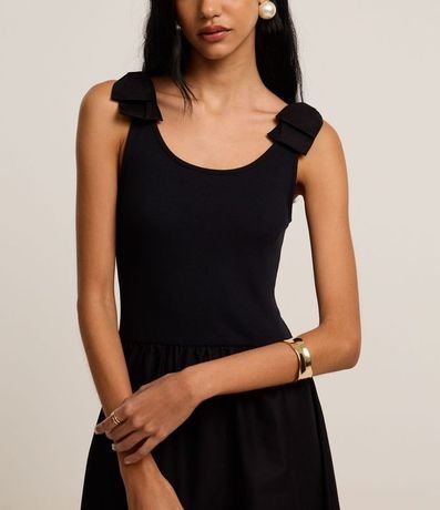 Vestido Midi en Rib con Lazo en el Hombro 4