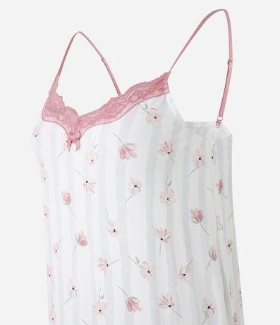 Camisola Bretel Fino en Viscosa con Estampa Floral y Detalle en Encaje 4