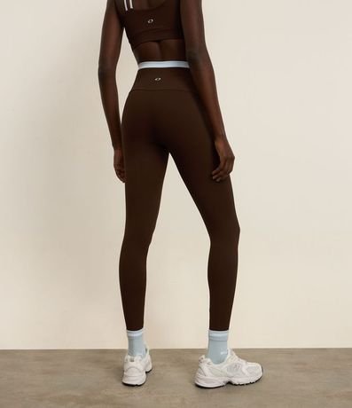 Pantalón Legging Deportiva en Microfibra Acanalada con Contraste en la Cintura 4