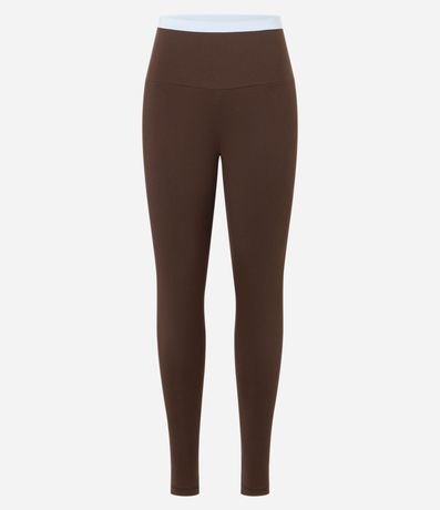 Pantalón Legging Deportiva en Microfibra Acanalada con Contraste en la Cintura 7