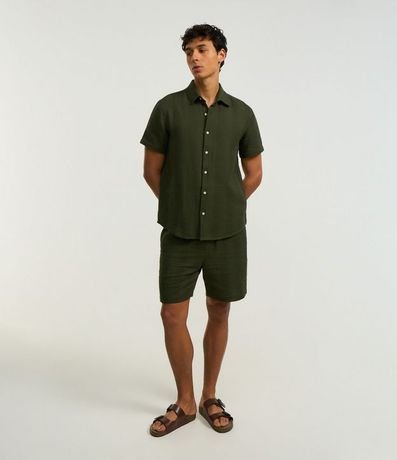 Camisa Regular en Algodón con Textura Cuadriculada Vertical 2