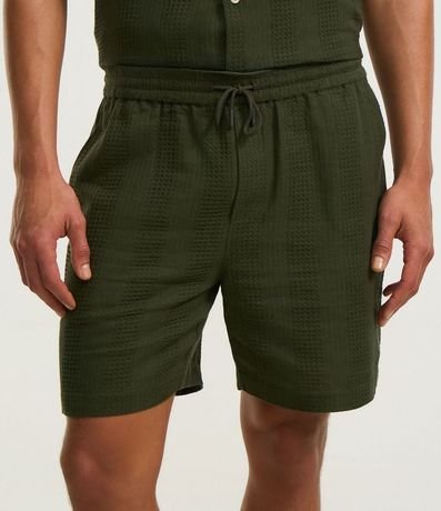 Bermuda en Algodón con Lazo en la Cintura y Textura Cuadros Verticales 2