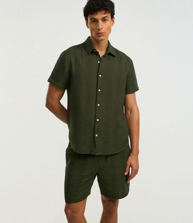 Bermuda en Algodón con Lazo en la Cintura y Textura Cuadros Verticales 4