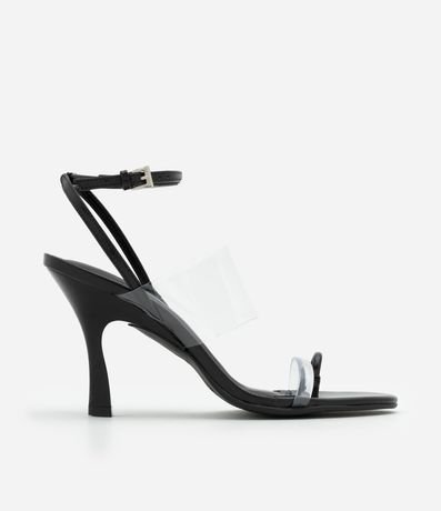 Sandalia de Tacón Fino con Punta y Correa de Vinilo 1