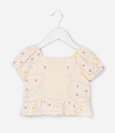 Conjunto Infantil en Tricolina con Estampa Bordada de Corazones - Talle 1 a 6 años 3