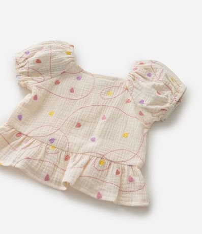 Conjunto Infantil en Tricolina con Estampa Bordada de Corazones - Talle 1 a 6 años 7