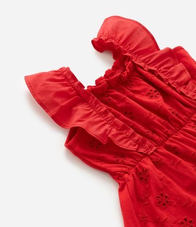 Vestido Infantil Bordado con Bretel Fino de Volado - Talle 1 a 6 años 4