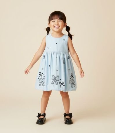 Vestido Balonê Infantil con Bordados de Lazos - Talle 1 a 6 años