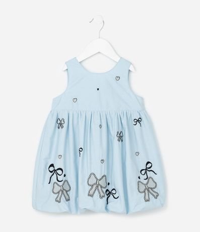 Vestido Balonê Infantil con Bordados de Lazos - Talle 1 a 6 años