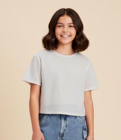 Blusa Cropped Infantil con Pantalla Brillante - Talle 5 a 14 años