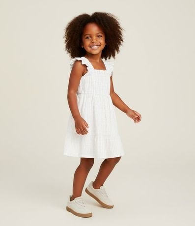 Vestido Infantil de Bretel Fino con Detalles Fruncidos - Talle 1 a 6 años