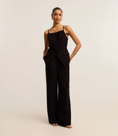 Pantalón Pantalona Sastrería en Viscosa con Pliegues