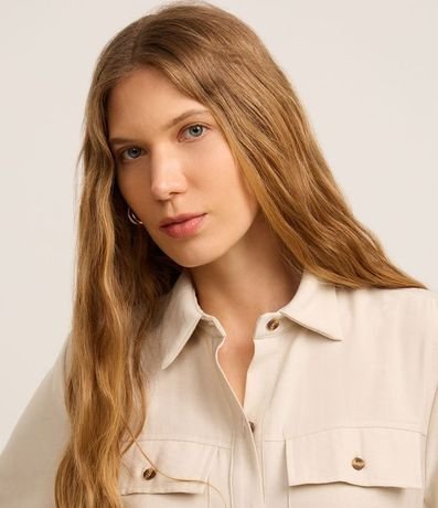 Vestido Midi en Sarga con Bolsos Utilitários y Lazo 4