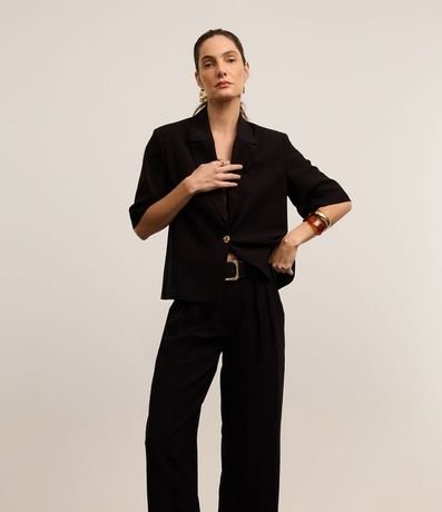 Pantalón Pantalona Sastrería Cintura Alta en Viscosa con Pliegues 2