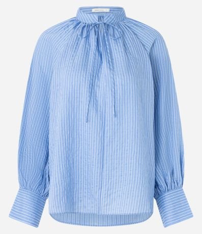 Blusa Boho en Liocel con Cuello Padre y Raya de Hilo Teñido 6