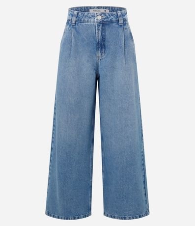 Pantalón Wide Leg en Jeans con Pliegues Delanteros 6