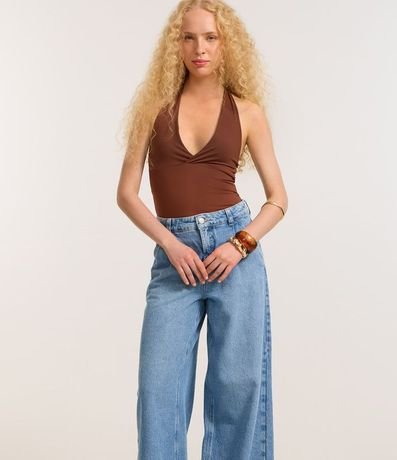 Pantalón Wide Leg en Jeans con Pliegues Delanteros 2