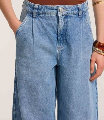 Pantalón Wide Leg en Jeans con Pliegues Delanteros 4