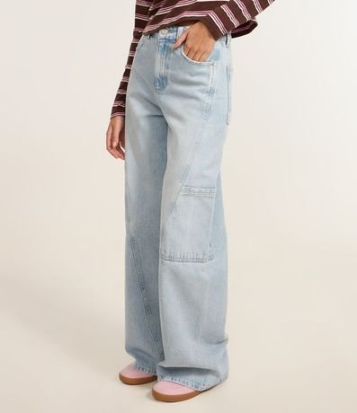 Pantalón Wide Leg Jeans Dirty con Bolsillos Laterales 3