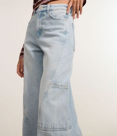 Pantalón Wide Leg Jeans Dirty con Bolsillos Laterales 4