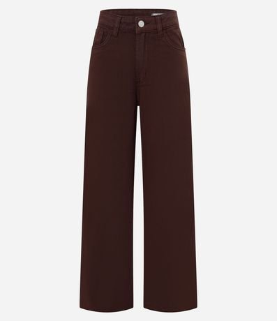 Pantalón Wide Leg en Sarga con Trabillas en la Cintura
