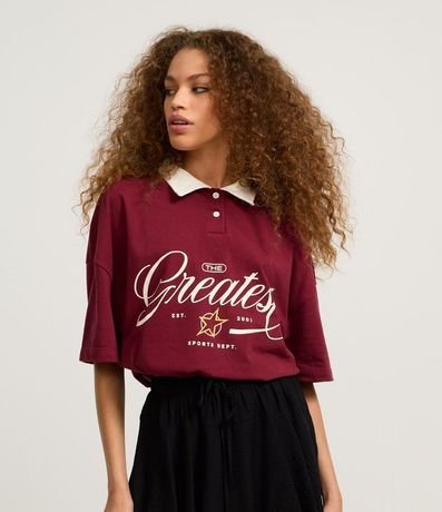 Remera Polo Oversized en Algodón con Estampa Greates