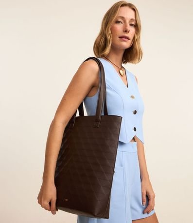 Cartera Shopper Grande con Textura y Correa de Hombro
