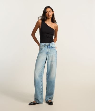 Pantalón Baggy en Jeans con Trabillas y Bolsillos 1