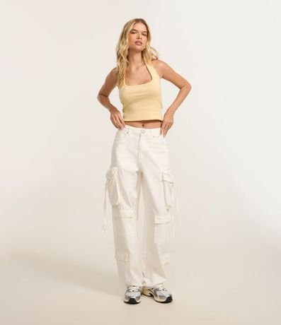 Pantalón Baggy en Sarga con Bolsillos Cargo Diferenciados 1